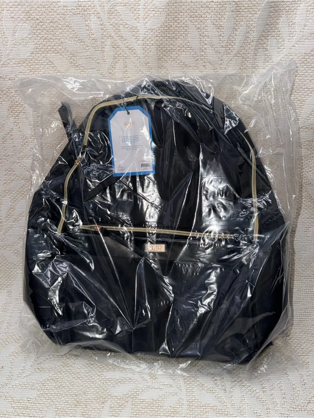 NEW Benoss Milan Diamond Elite Black Men's Backpack with Gold Accents